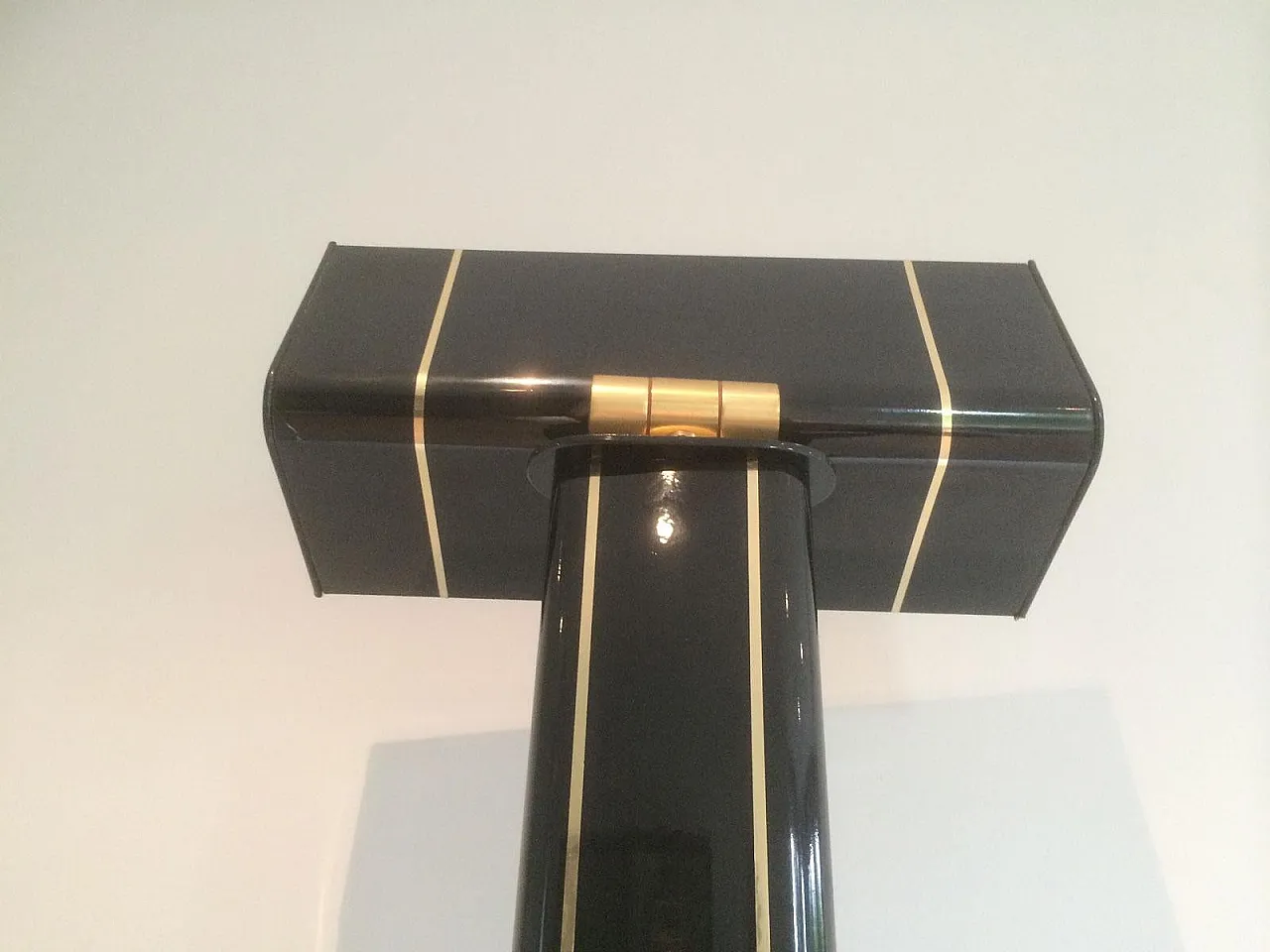 Lampada da terra ottone laccato nero, Francia, anni '70 16