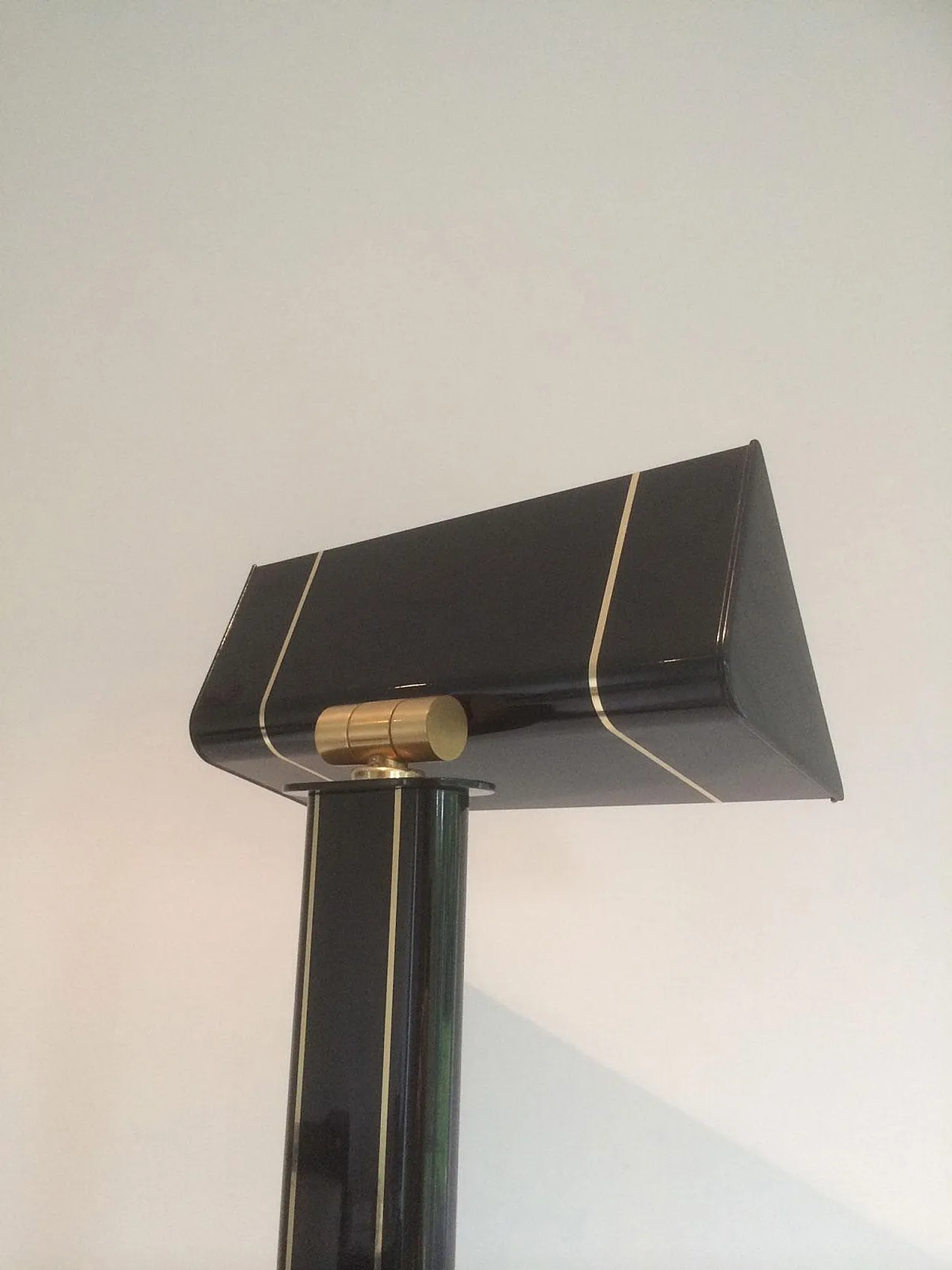 Lampada da terra ottone laccato nero, Francia, anni '70 17