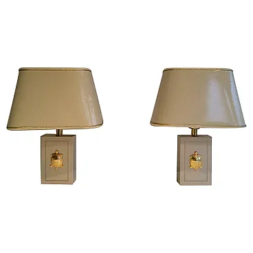 Pair of lamps with gilt turtle ornaments, French work, circa 1970