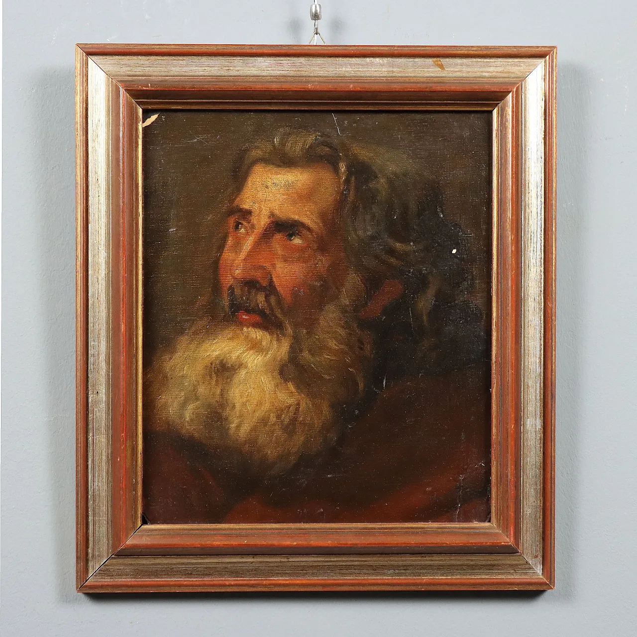Painting Study of a Male Face, oil on cardboard, 19th century 1