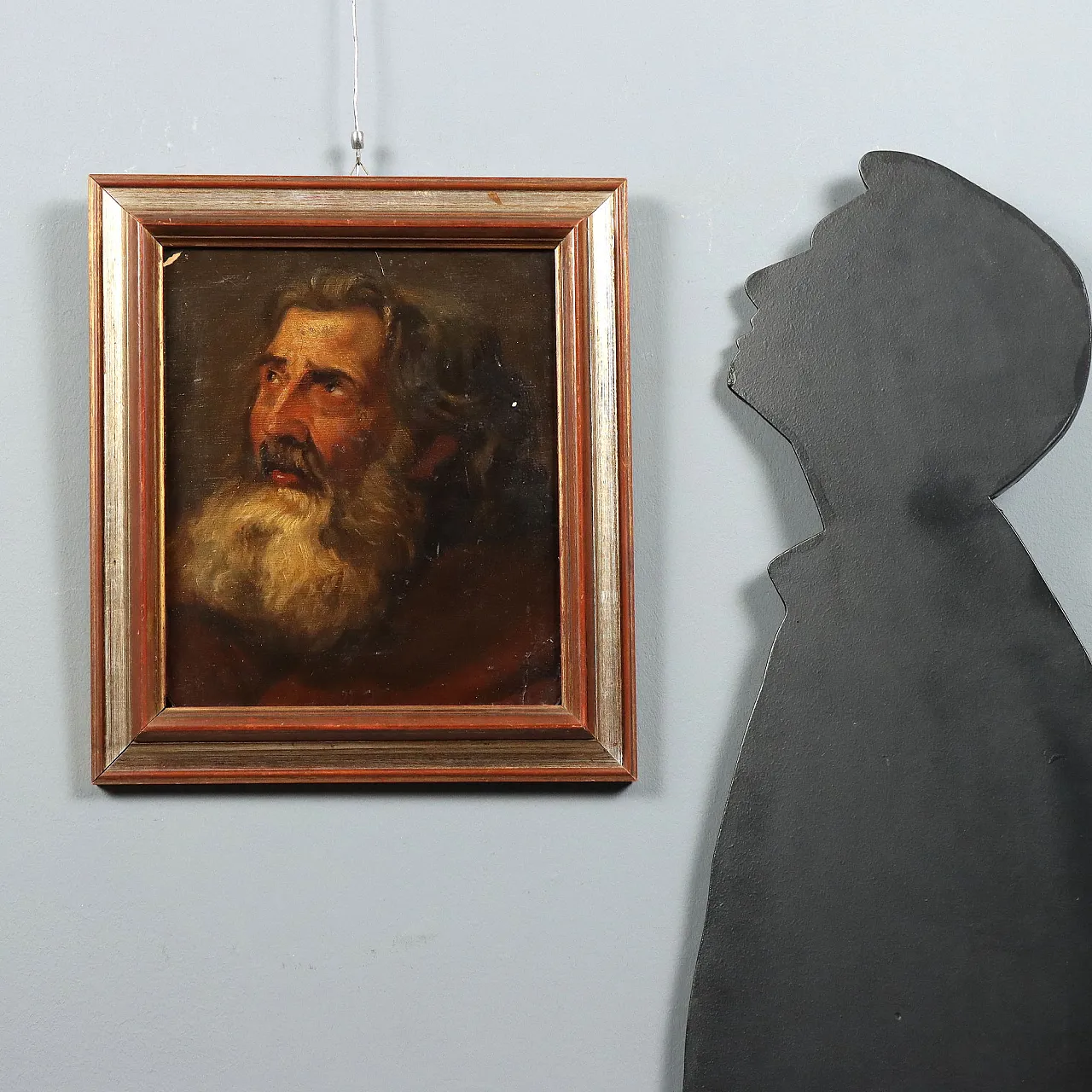 Painting Study of a Male Face, oil on cardboard, 19th century 2