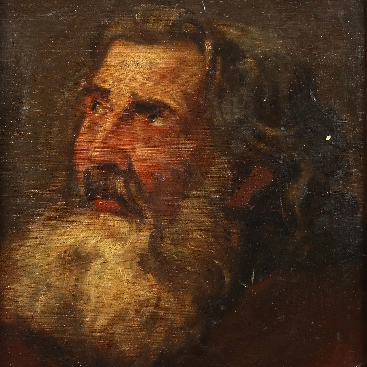 Painting Study of a Male Face, oil on cardboard, 19th century 3