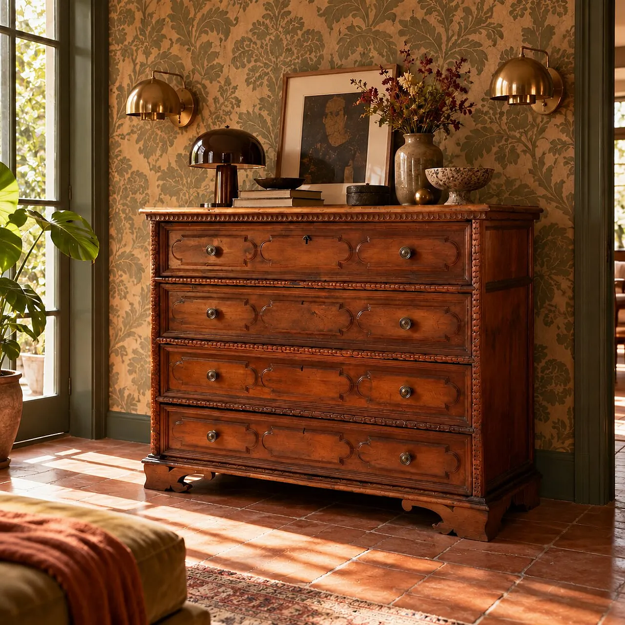 Baroque walnut chest of drawers, 17th century 2
