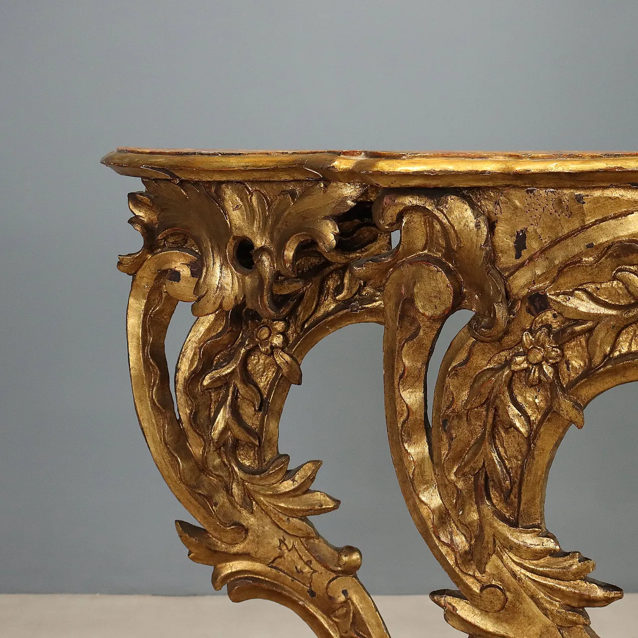 Eclectic console table in carved and gilded fir wood, 19th century 4