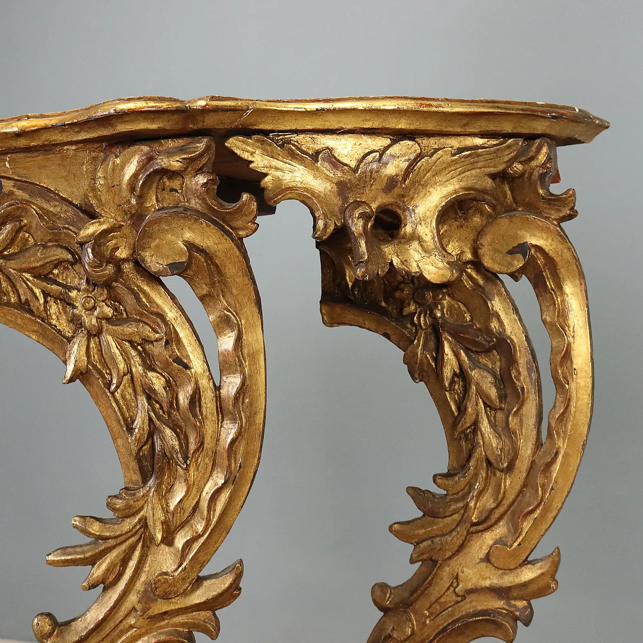 Eclectic console table in carved and gilded fir wood, 19th century 5