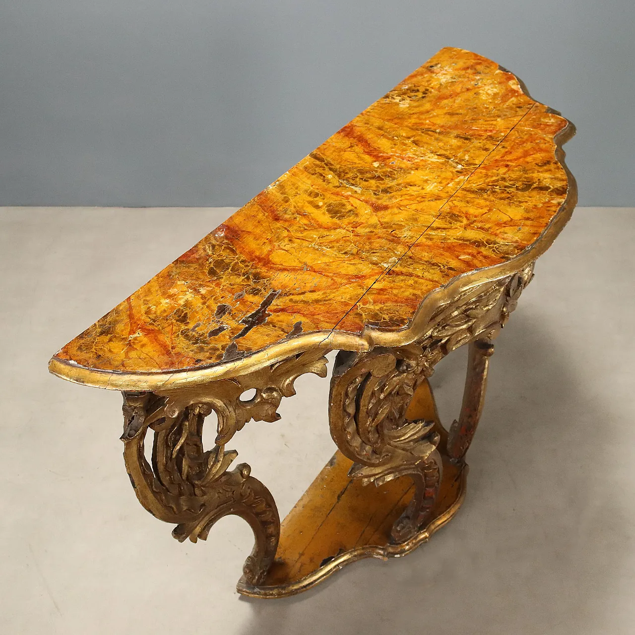 Eclectic console table in carved and gilded fir wood, 19th century 8
