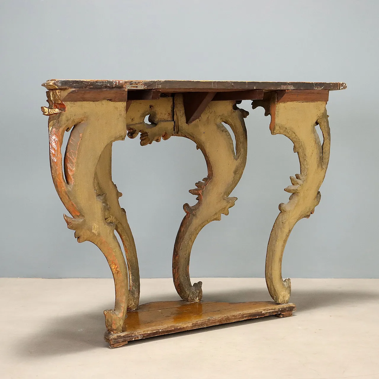 Eclectic console table in carved and gilded fir wood, 19th century 9