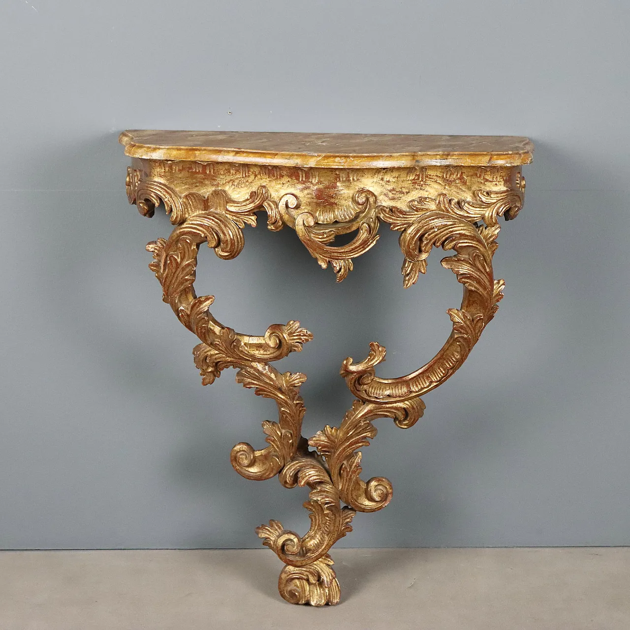 Rococo style teardrop console table, 20th century 1