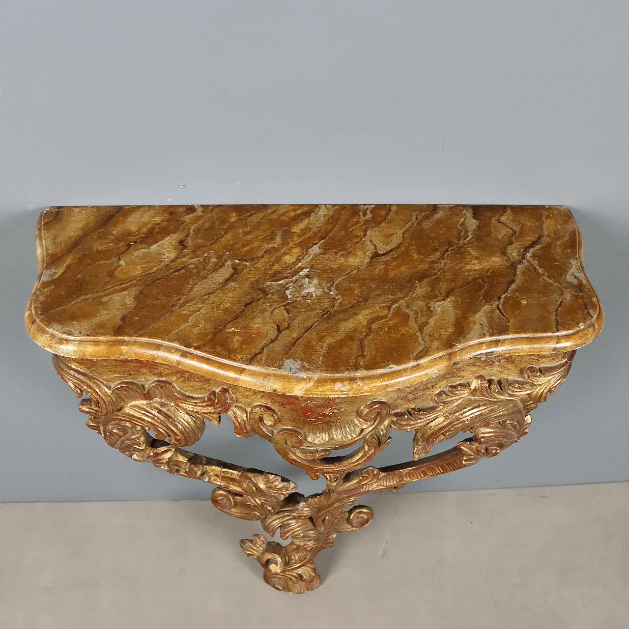 Rococo style teardrop console table, 20th century 10