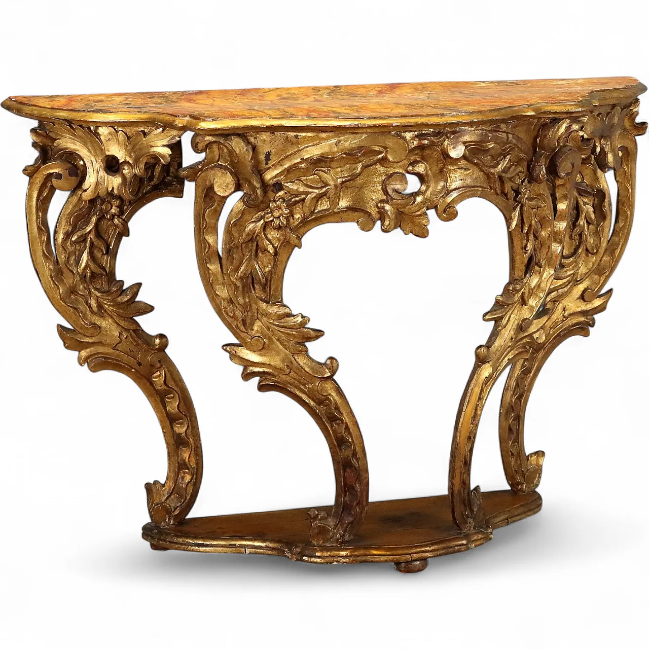 Eclectic console table in carved and gilded fir wood, 19th century 10