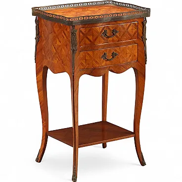 Comodino Napoleone III in Bois de Rose intarsiato, '900