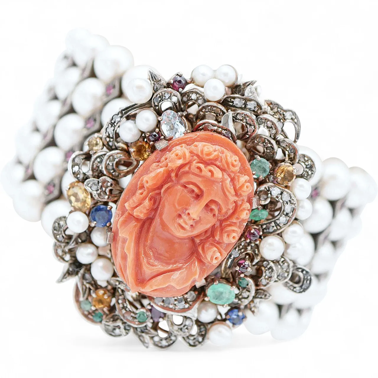 Bracciale con perle e pietre, anni '50 6