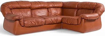 Sectional cognac leather sofa, 1960s