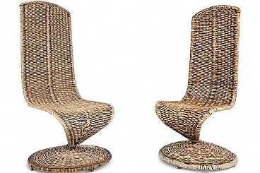 Pair of sculptural high back chairs, 1980s