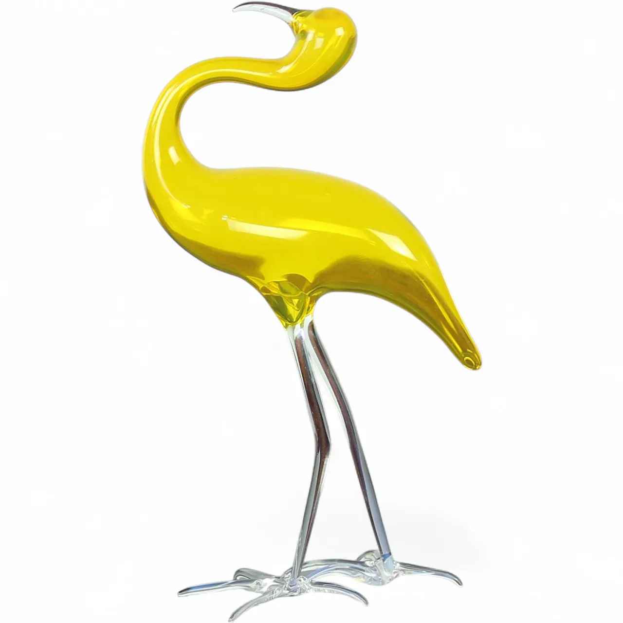 Yellow Blown Glass Flamingo By Jaroslav Brychta, železný Brod, Czechos 8