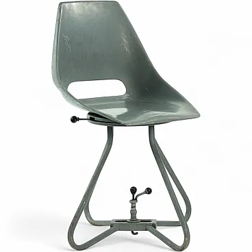 Grey Fiberglass & Metal Tram Chairs By Miroslav Navratil For Vertex, 1