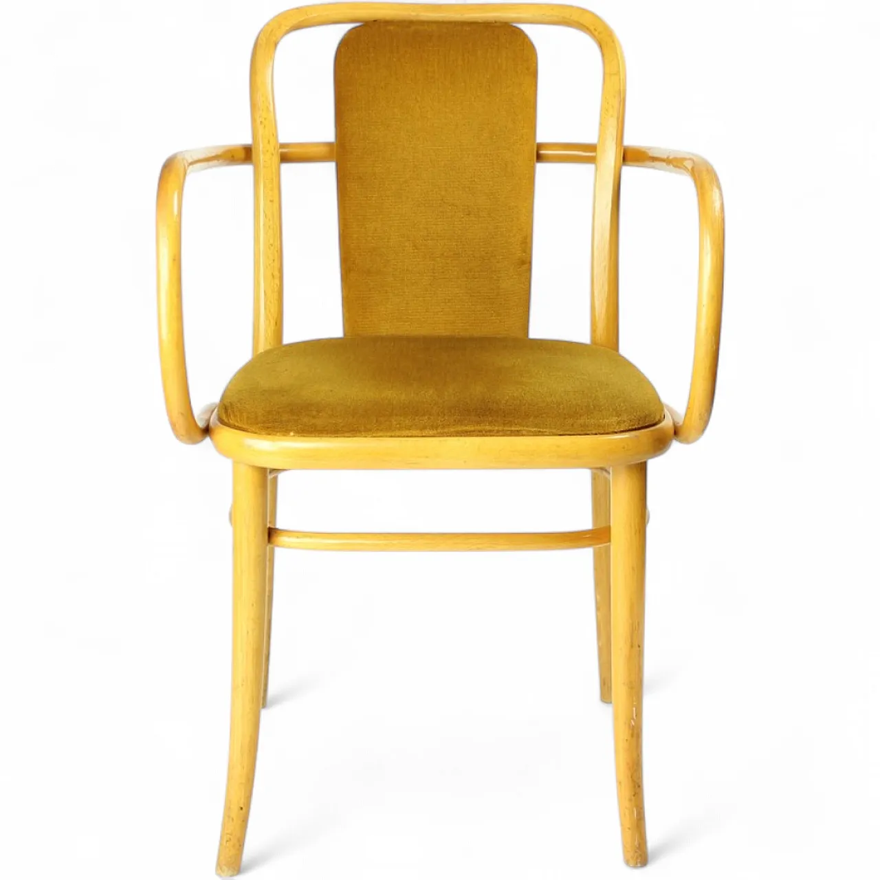 Bentwood Thonet Design Armchair With Gold Velvet, 1930s 14
