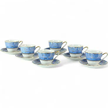 Blue & Gold Porcelain Tea Set By Stará Role, Czechoslovakia, 50s