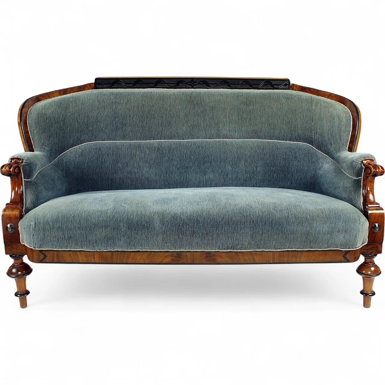 Biedermeier Sofa In Fabric And Walnut Veneer, Vienna, 19th century 22