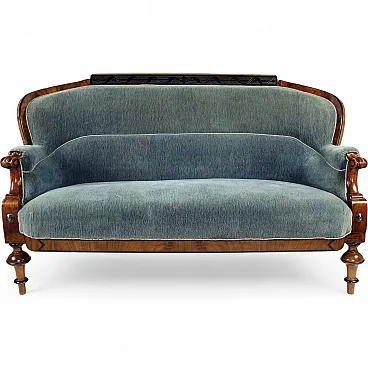 Biedermeier Sofa In Fabric And Walnut Veneer, Vienna, 19th century