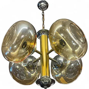 4-light chandelier with gold smoked glass spheres, 1970s