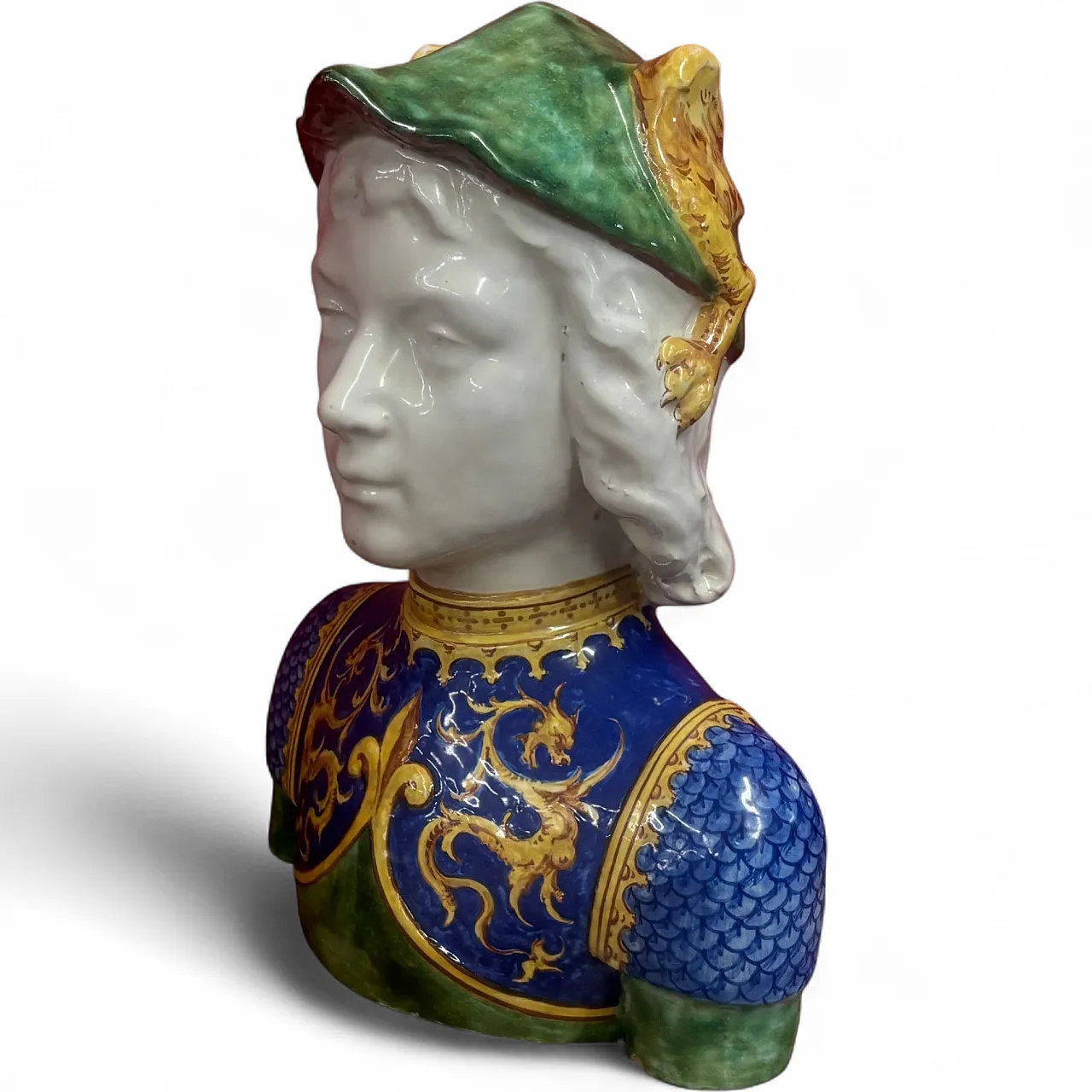 Majolica bust by Angelo Minghetti manufacture Bologna, 19th century 13