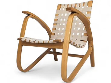 Poltrona scultorea in legno curvato di Jan Vaněk per Up Zavody, anni '30