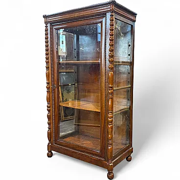 Display cabinet Charles X bookcase in solid walnut restored, 1820