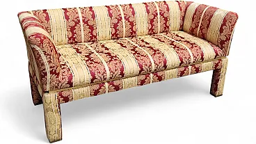 Two-seater sofa with floral fabric with decorative brass edges, 1980s