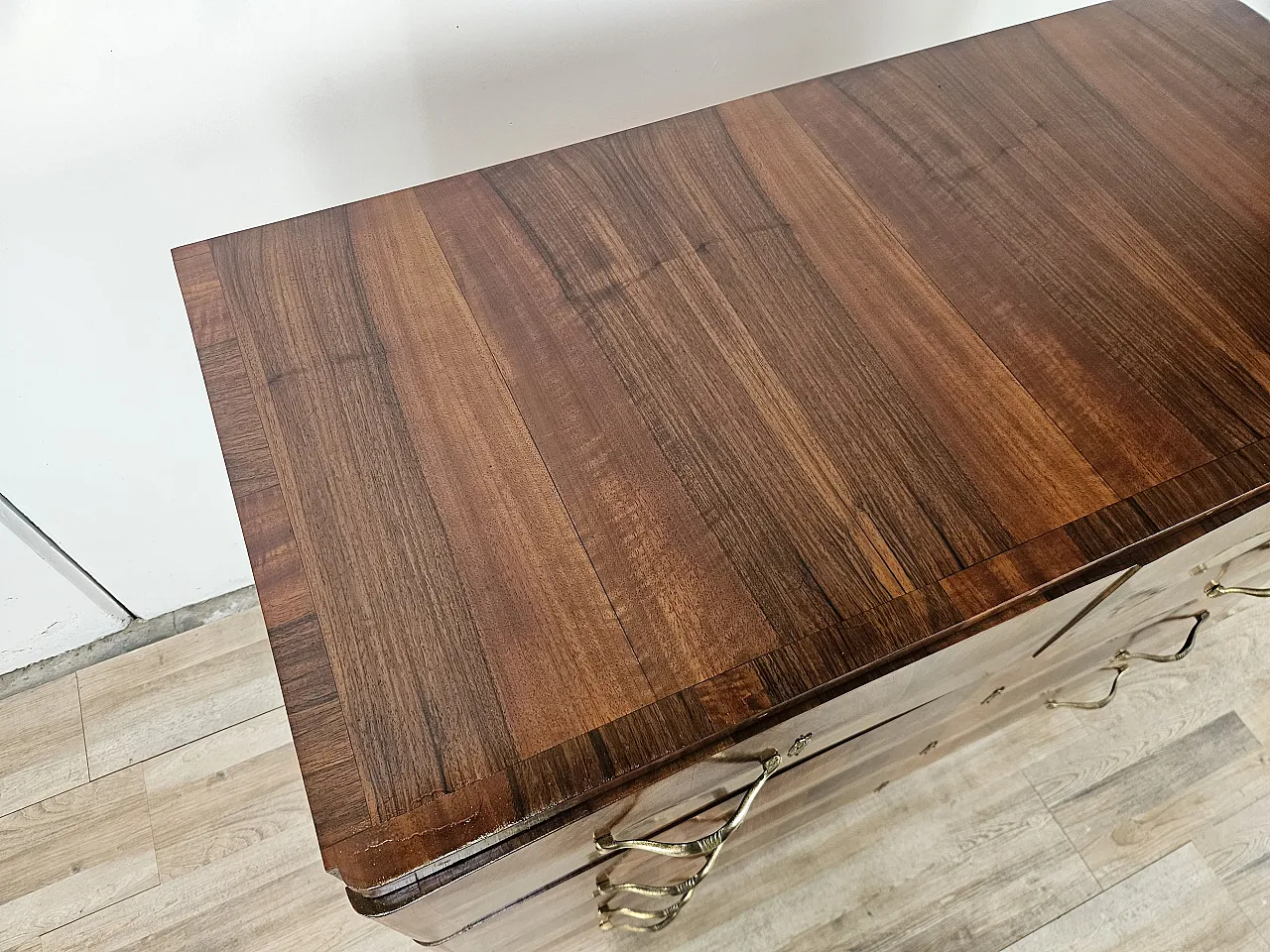 Walnut and metal chest of drawers, 1940s 5
