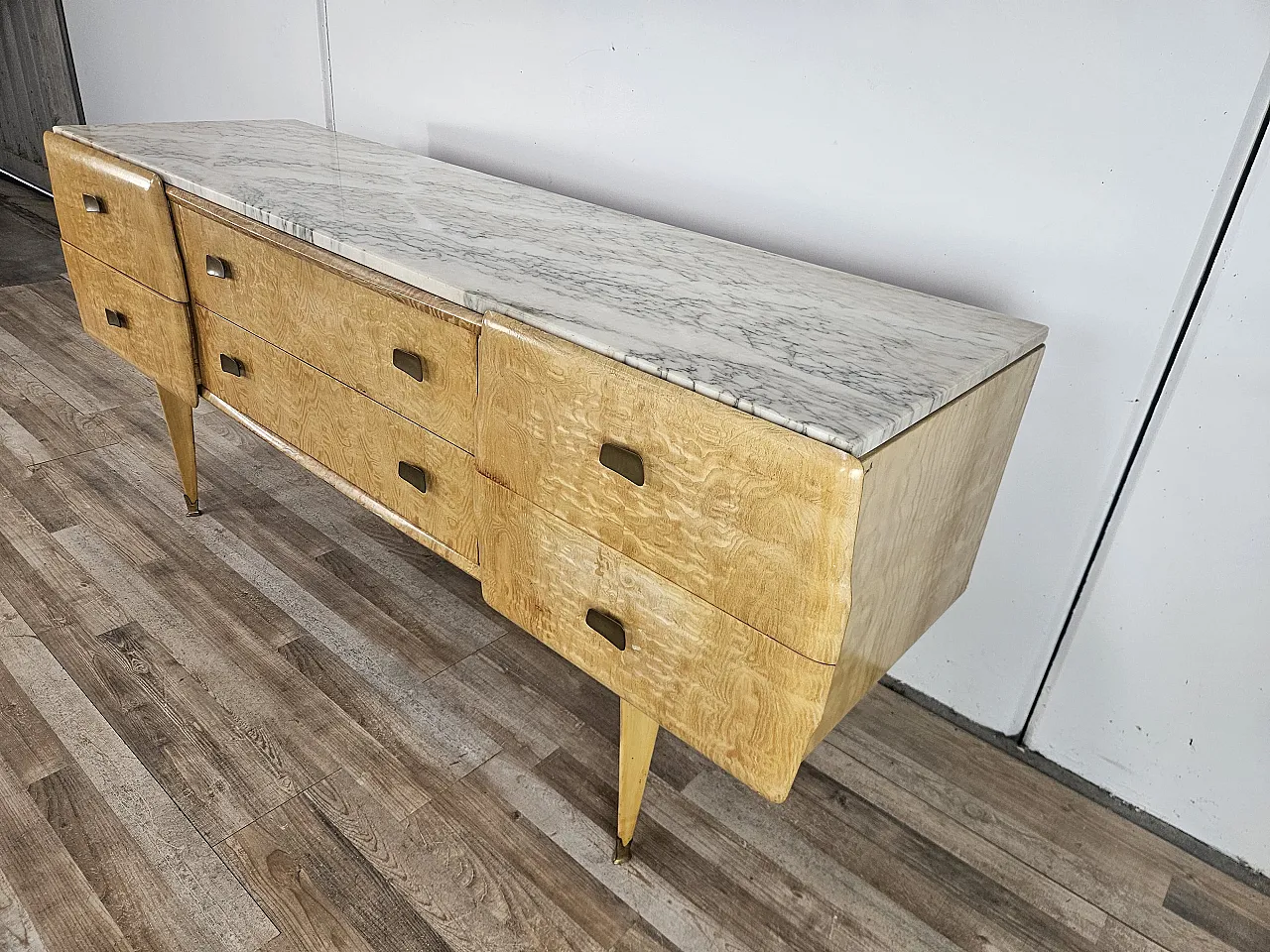 Maple and marble chest of drawers, 1950s 2