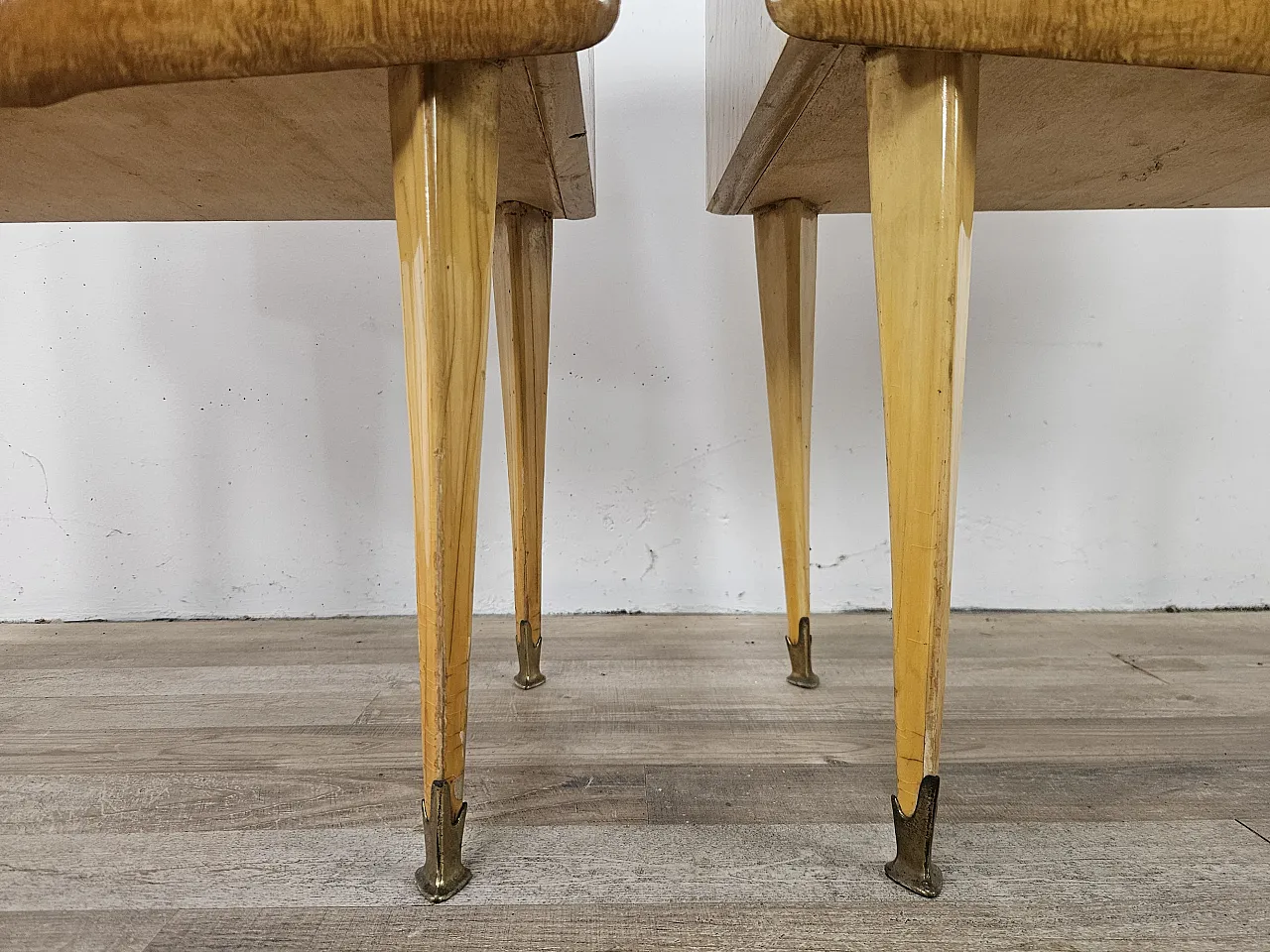 Pair of maple and glass bedside tables, 1950s 14