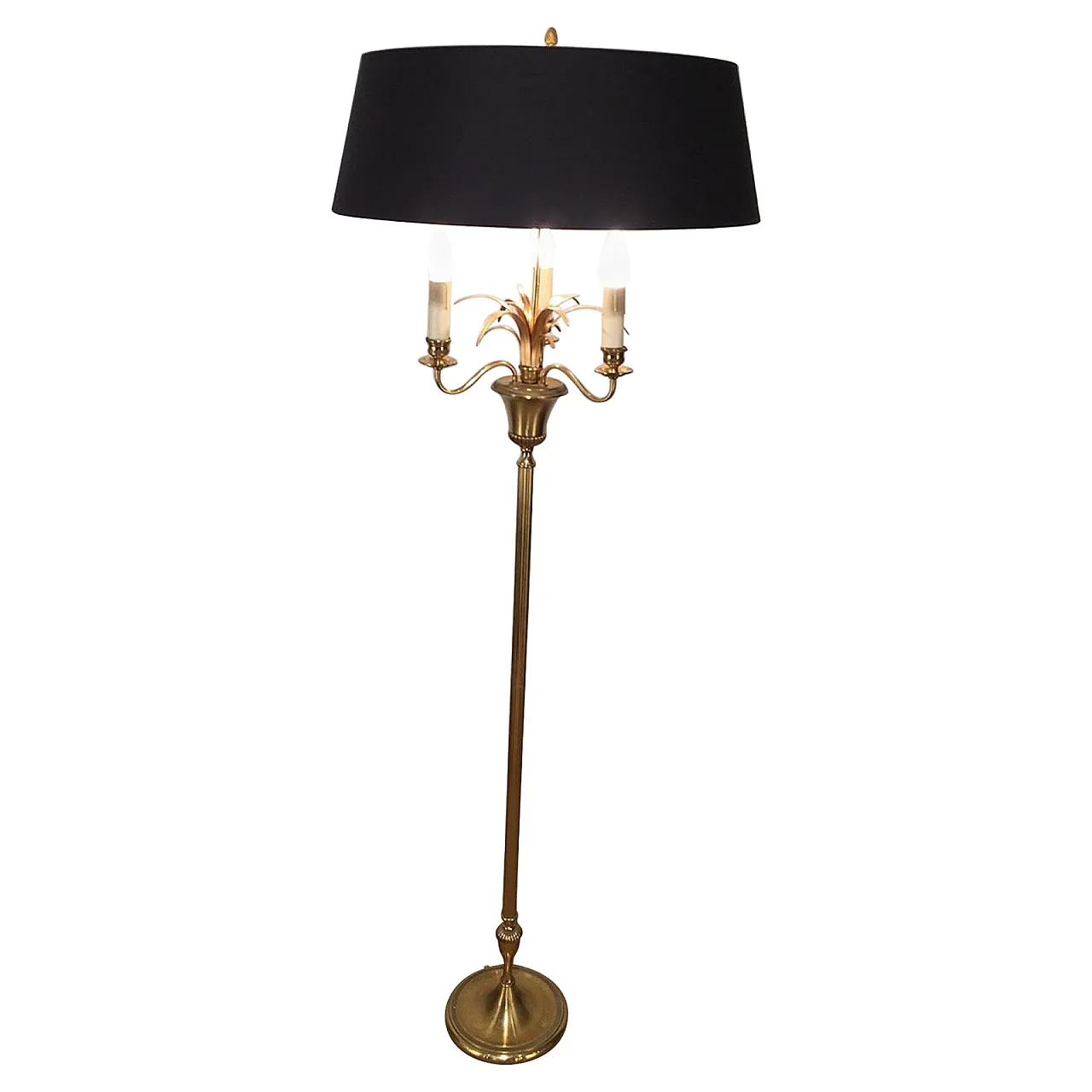 Lampada da terra a forma di ananas in ottone, nello stile di Maison Charles, circa 1970. 1