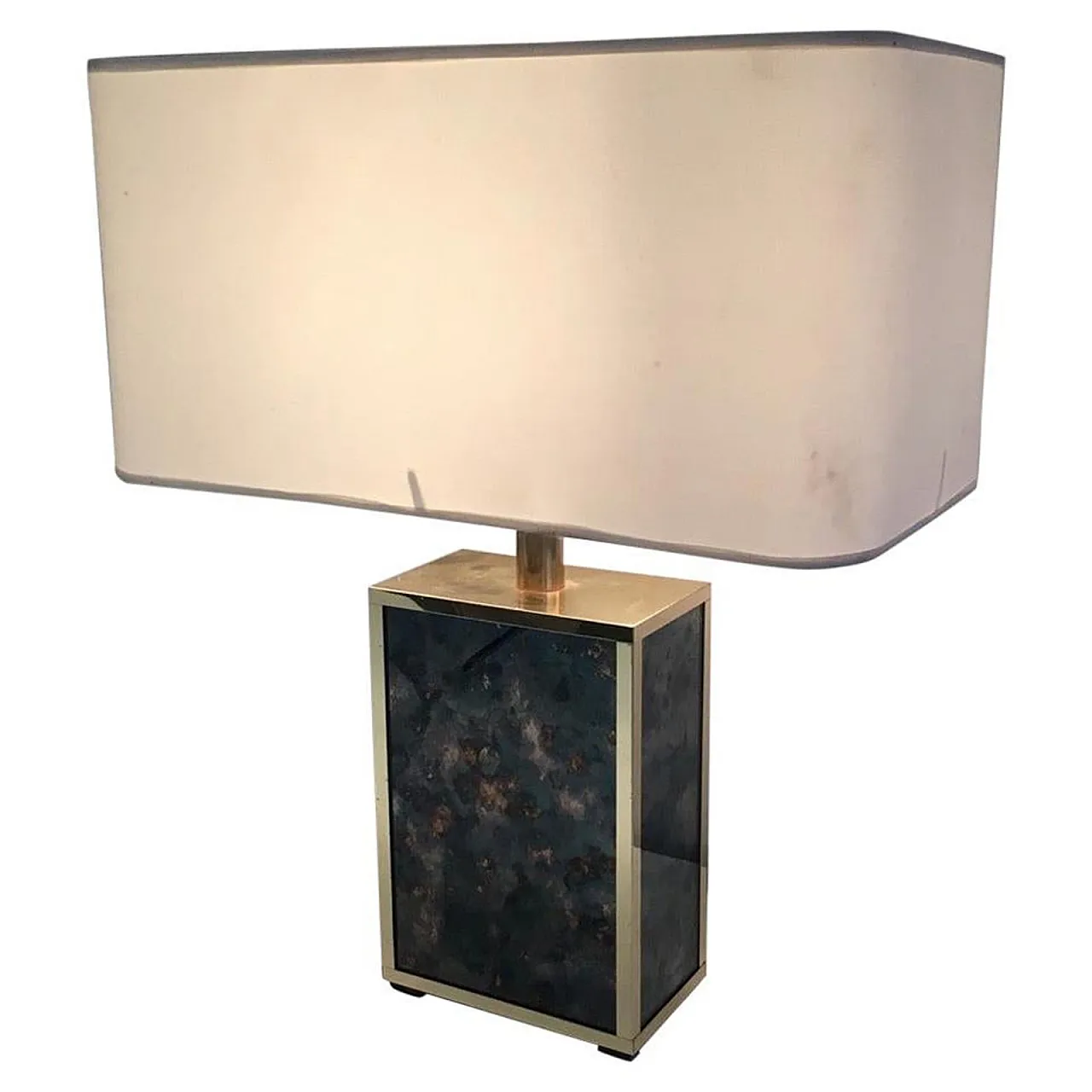 Foxed Glass and Gilt Metal Lamp in the Style of Aldo Tura, circa 1970 1