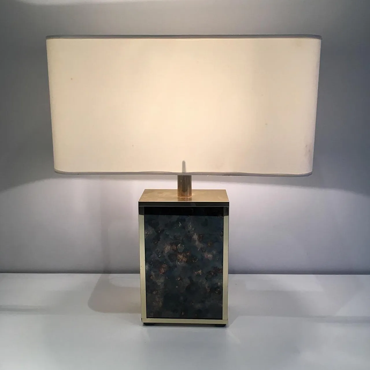 Foxed Glass and Gilt Metal Lamp in the Style of Aldo Tura, circa 1970 2