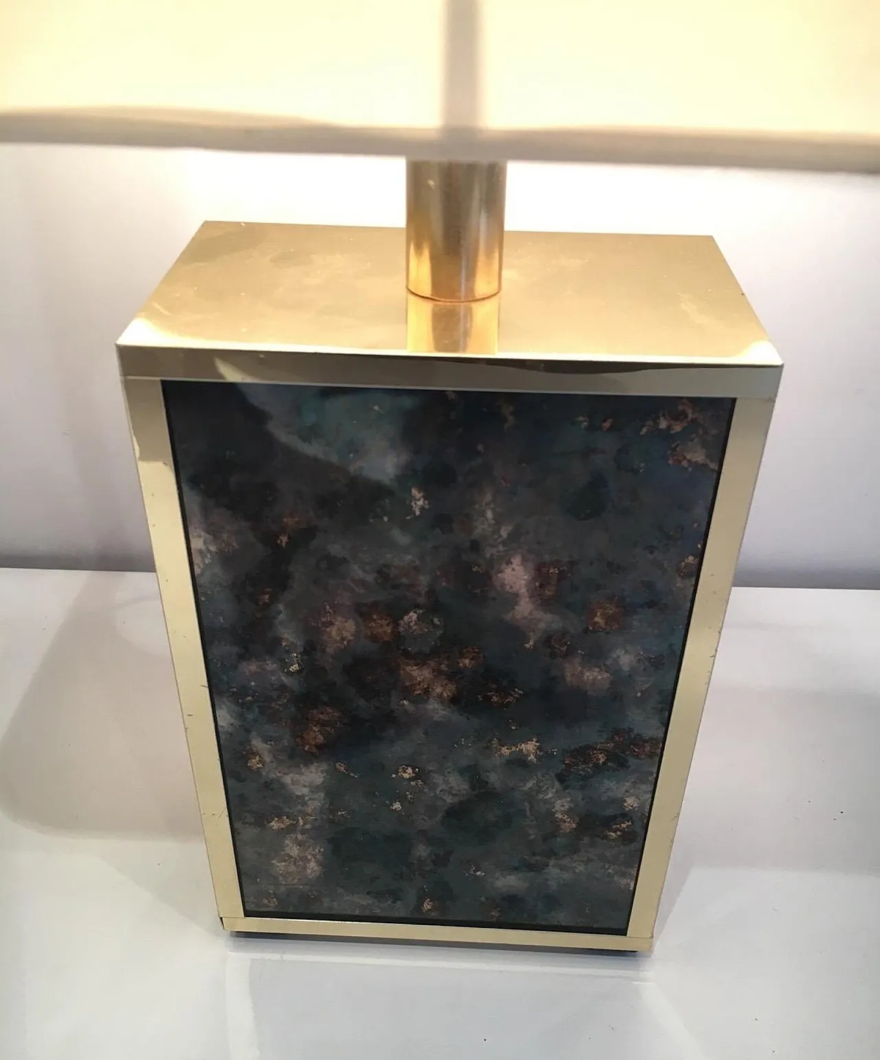 Foxed Glass and Gilt Metal Lamp in the Style of Aldo Tura, circa 1970 4