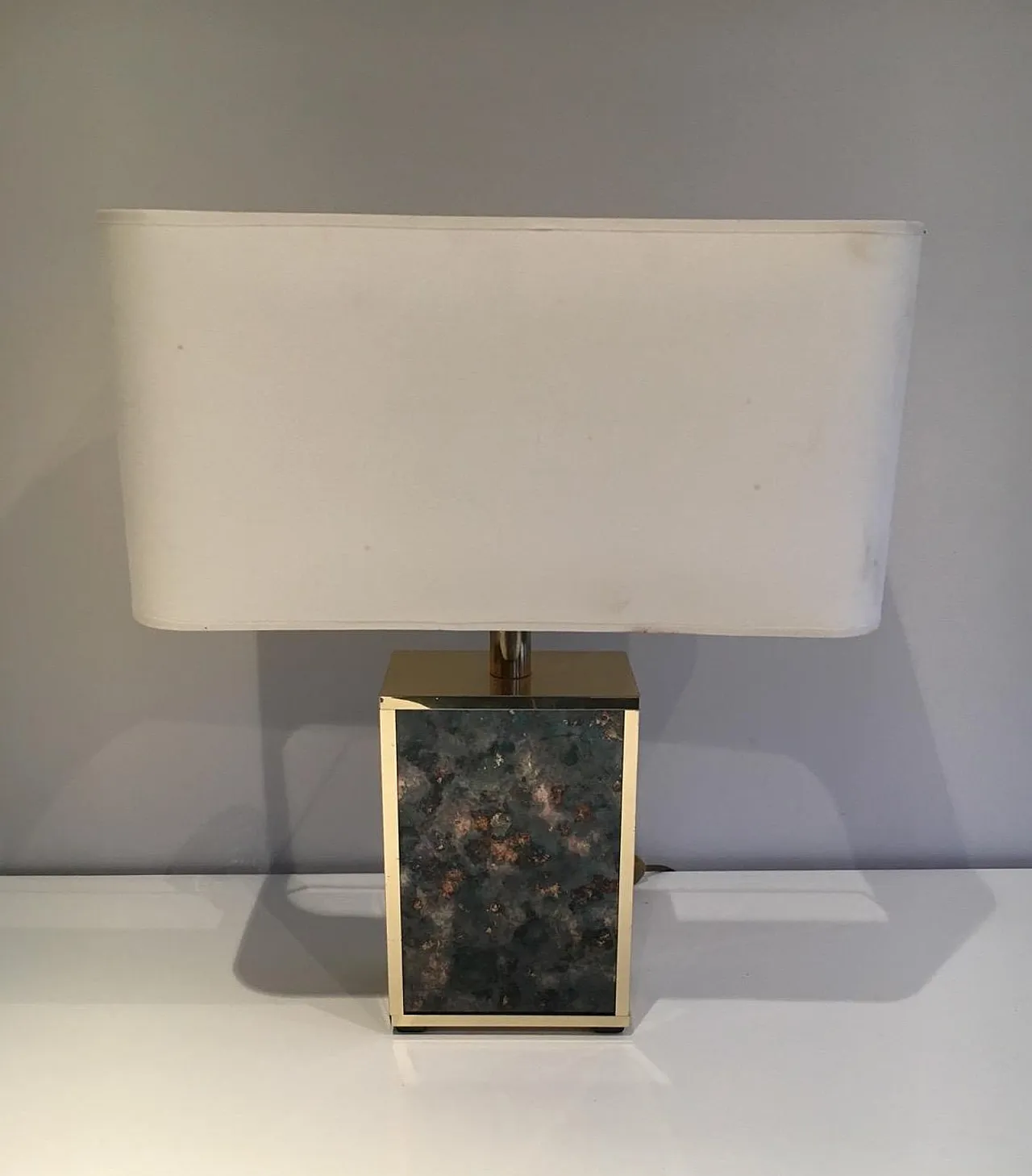 Foxed Glass and Gilt Metal Lamp in the Style of Aldo Tura, circa 1970 6