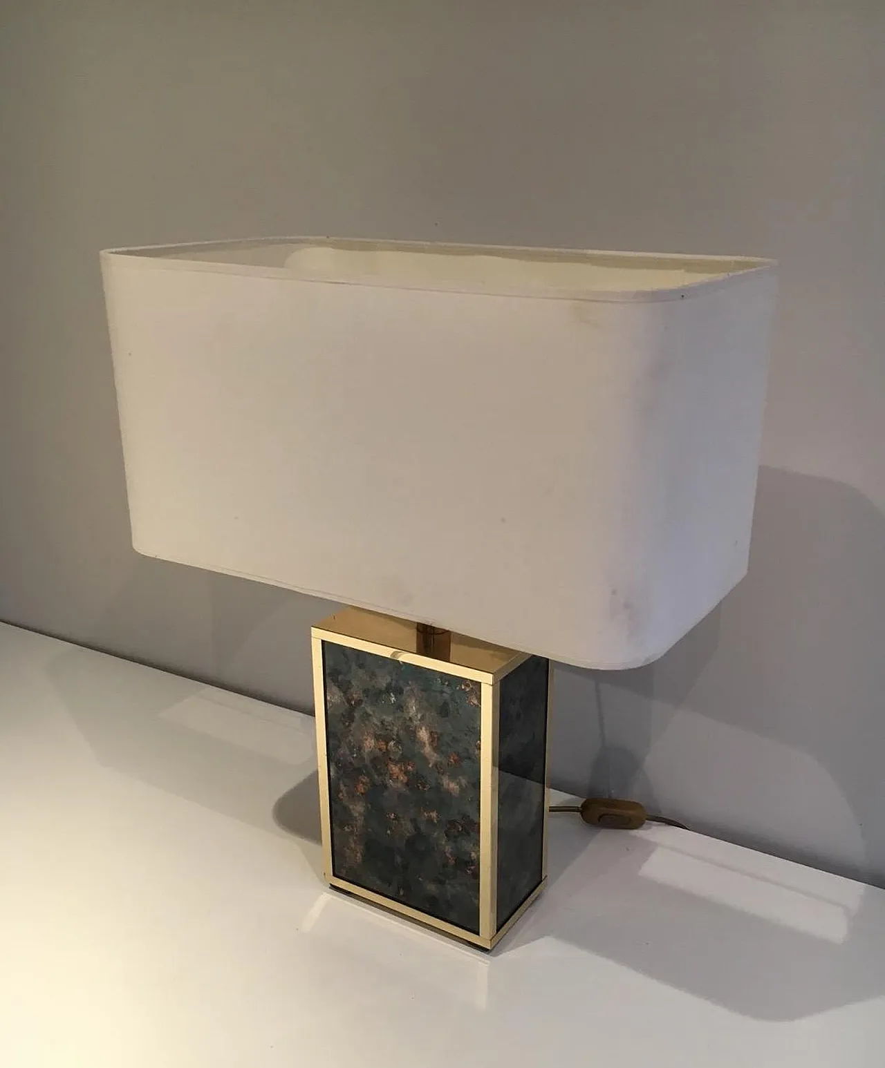 Foxed Glass and Gilt Metal Lamp in the Style of Aldo Tura, circa 1970 7