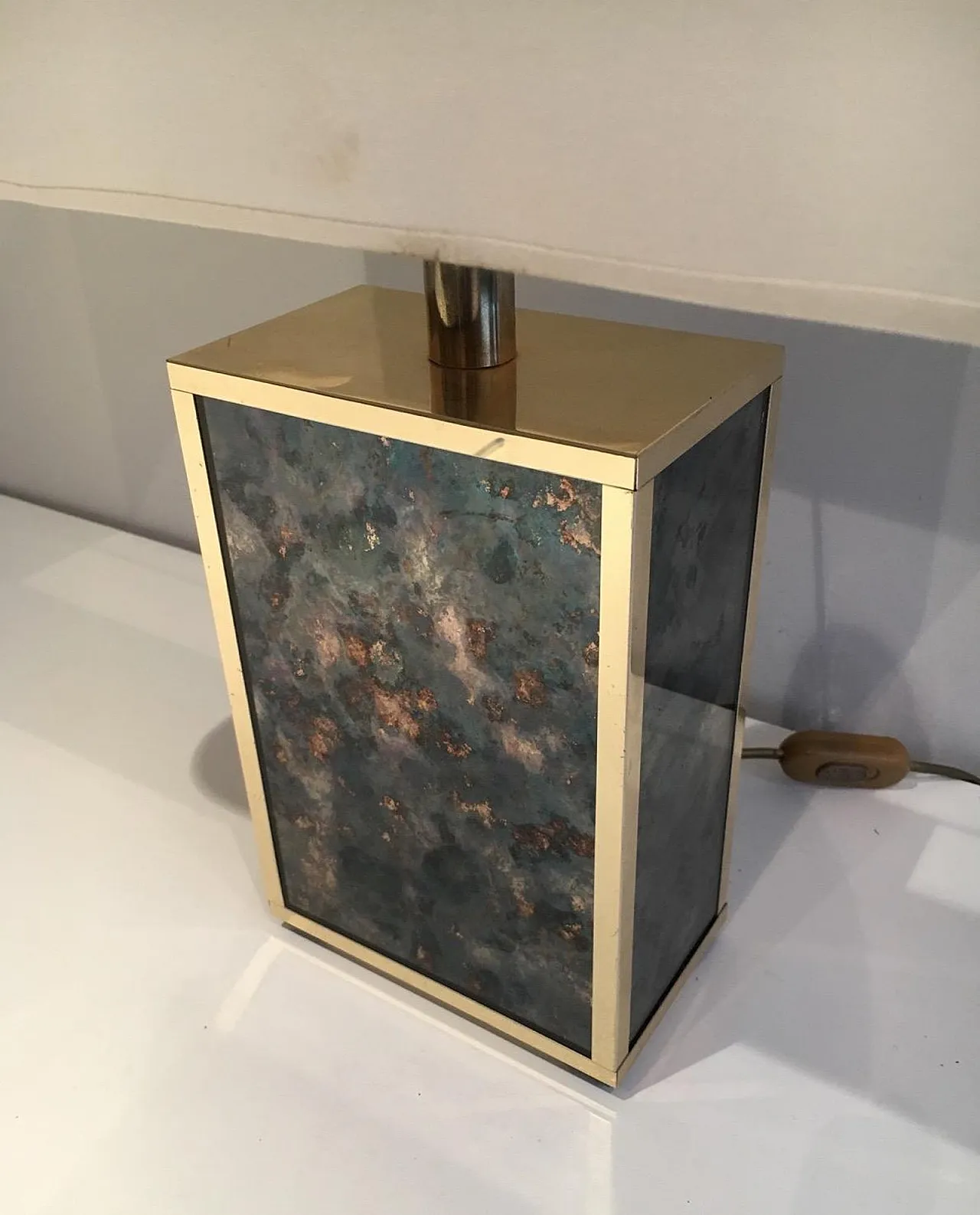 Foxed Glass and Gilt Metal Lamp in the Style of Aldo Tura, circa 1970 8