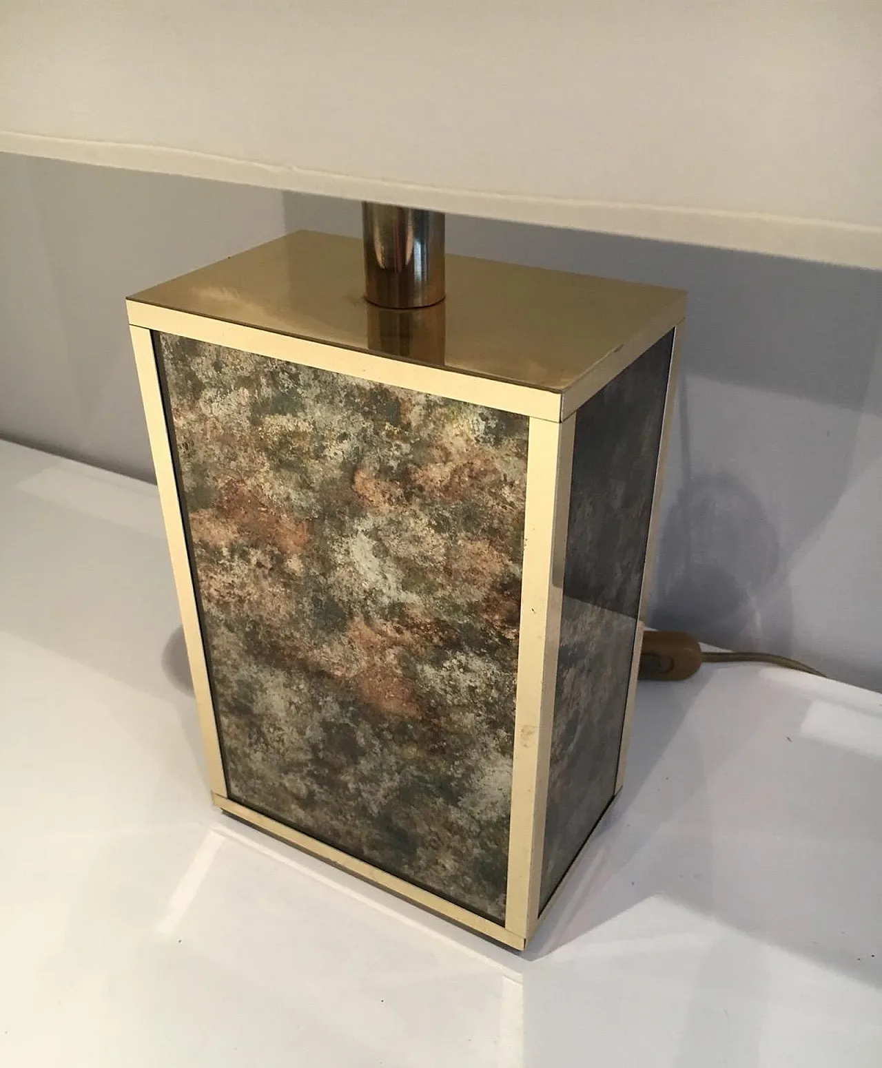 Foxed Glass and Gilt Metal Lamp in the Style of Aldo Tura, circa 1970 9