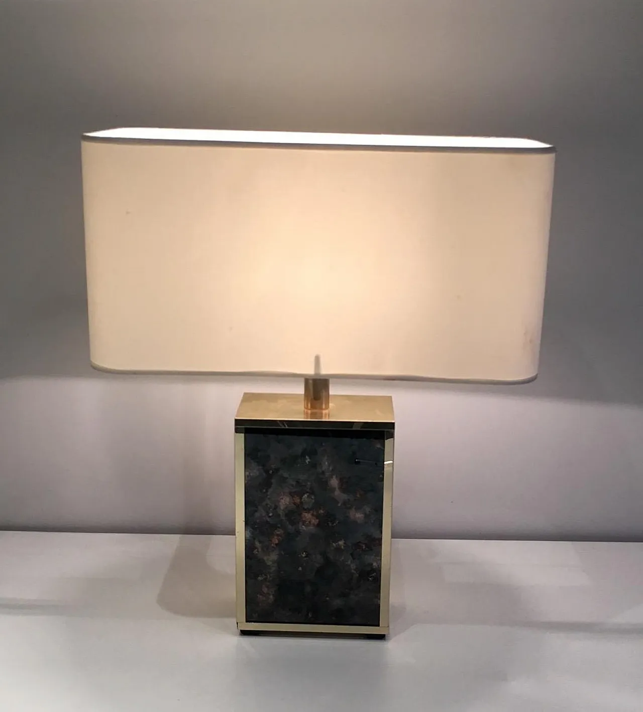 Foxed Glass and Gilt Metal Lamp in the Style of Aldo Tura, circa 1970 13