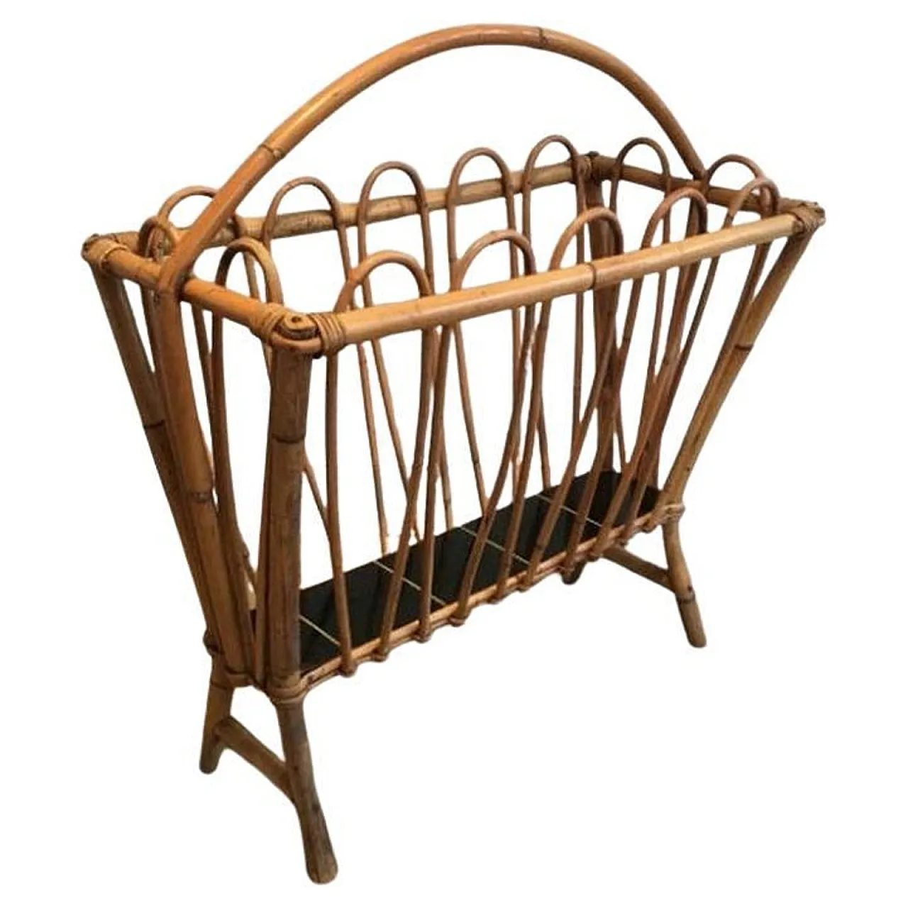 Rattan Magazine Rack, circa 1950 1