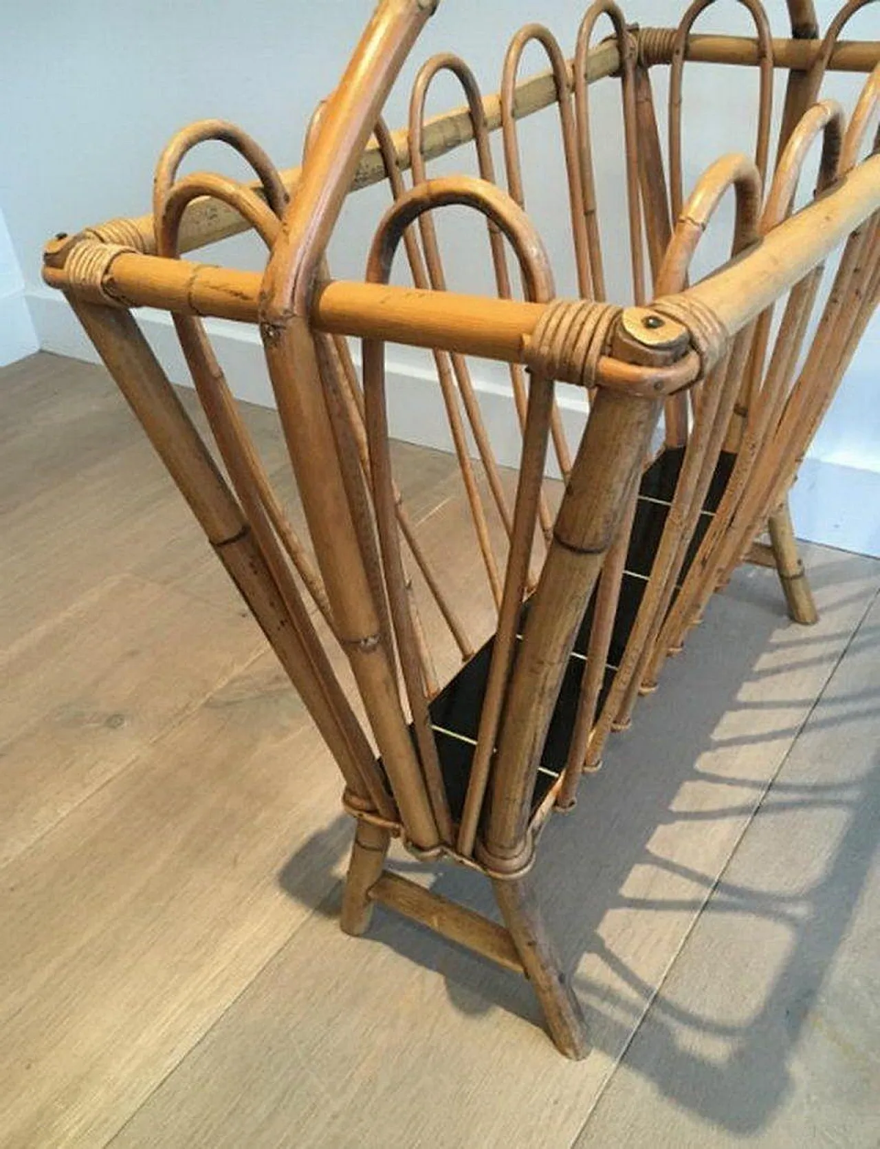 Rattan Magazine Rack, circa 1950 6