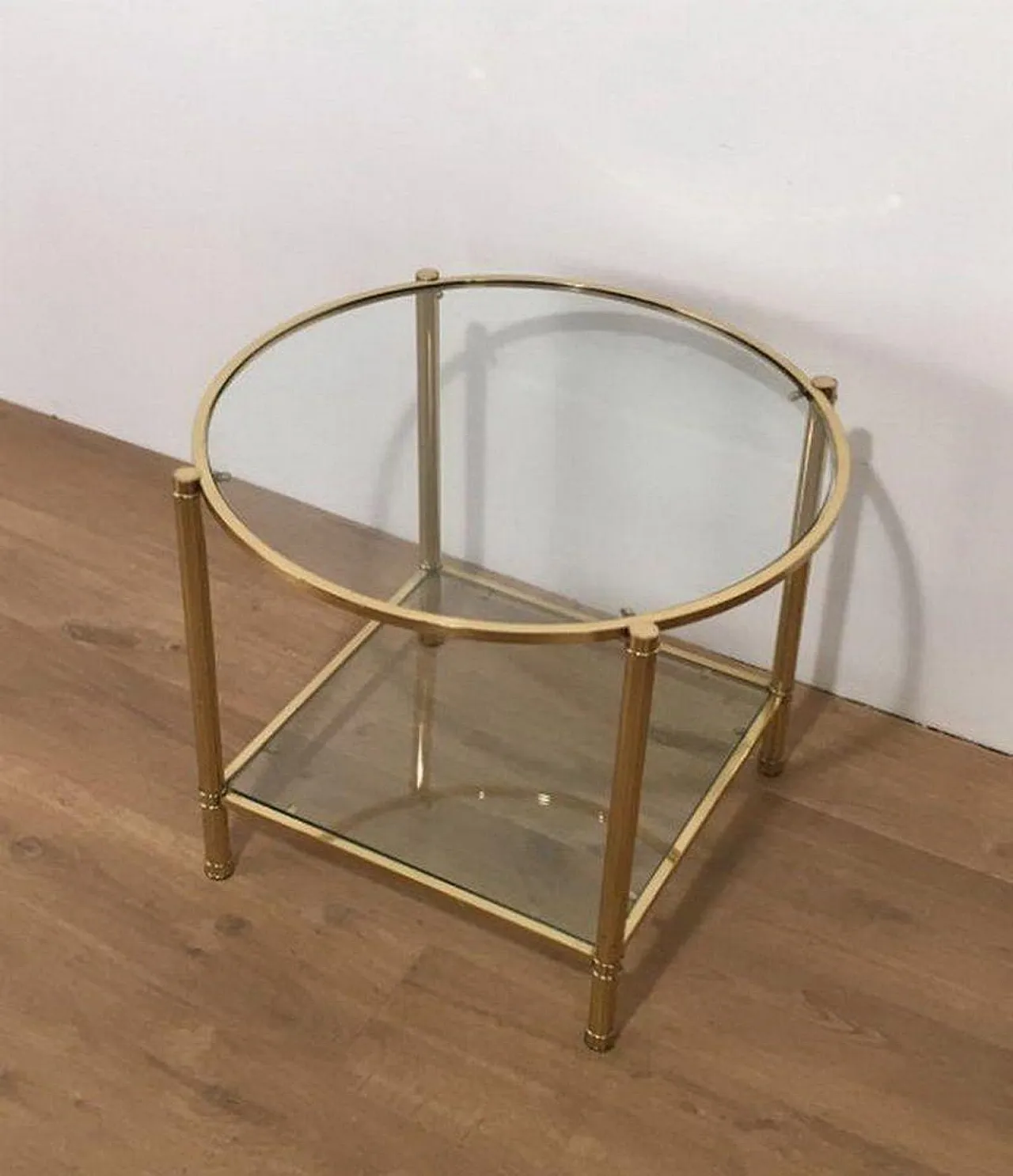 Coppia di tavolini rotondi in ottone in stile neoclassico, anni '40 3