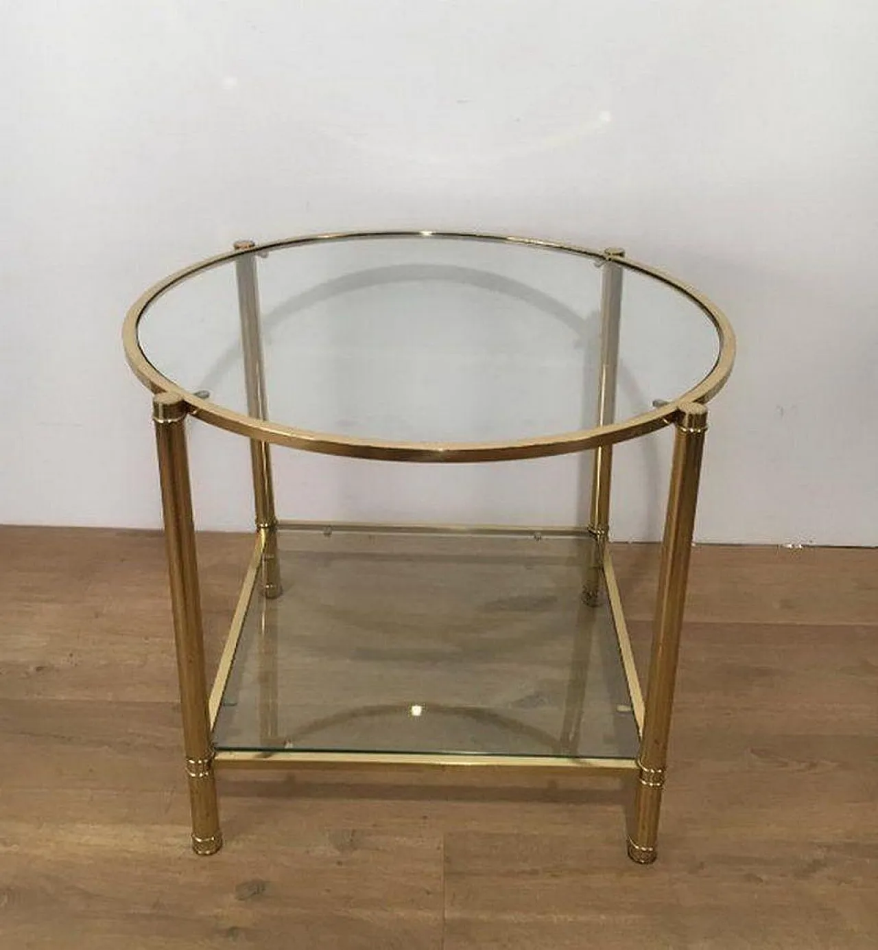Coppia di tavolini rotondi in ottone in stile neoclassico, anni '40 4