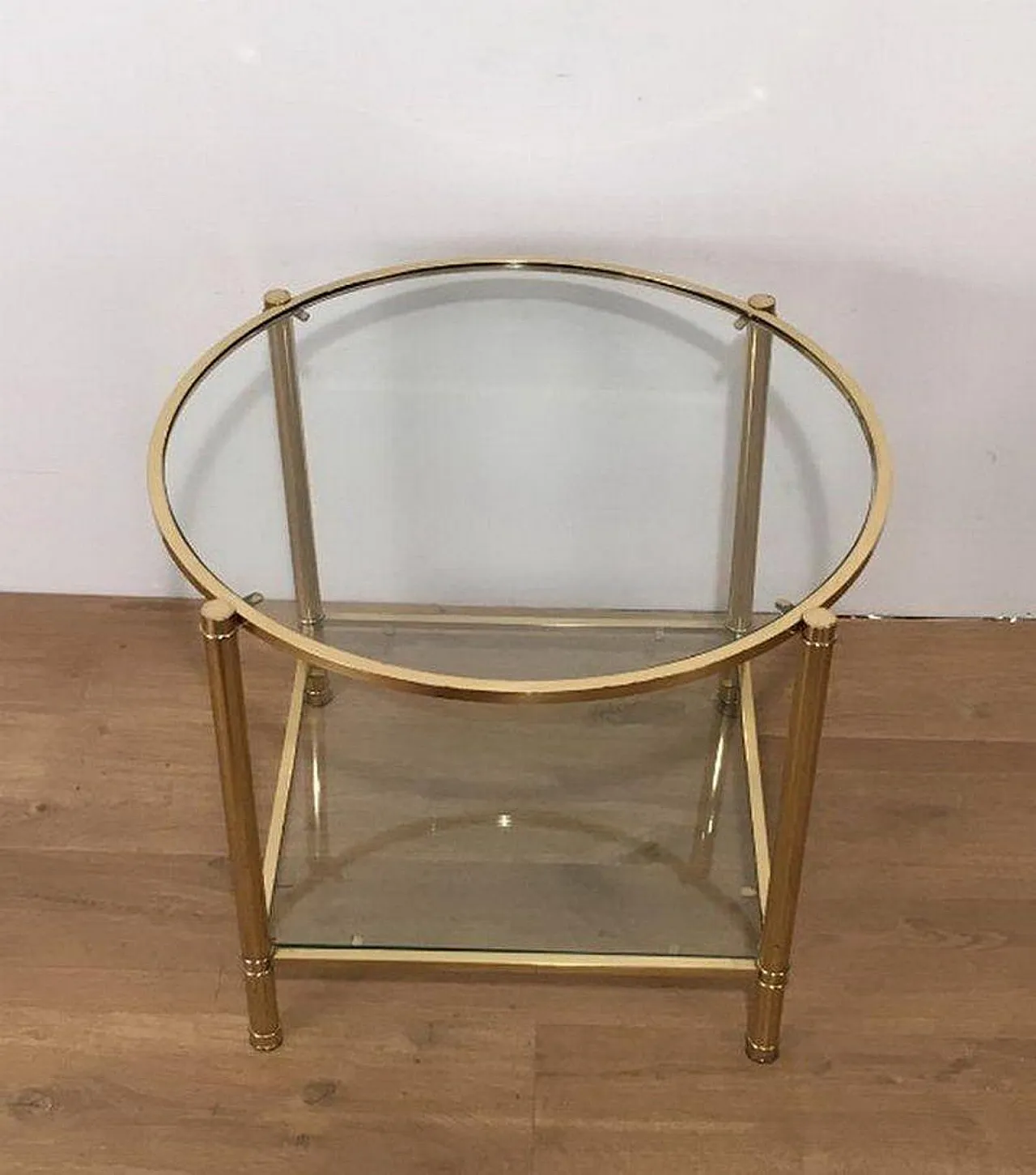 Coppia di tavolini rotondi in ottone in stile neoclassico, anni '40 5