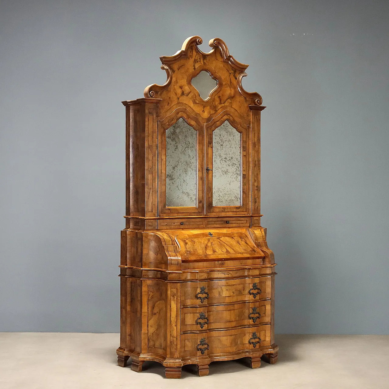 Walnut and burl burl trumeau, early 20th century 1
