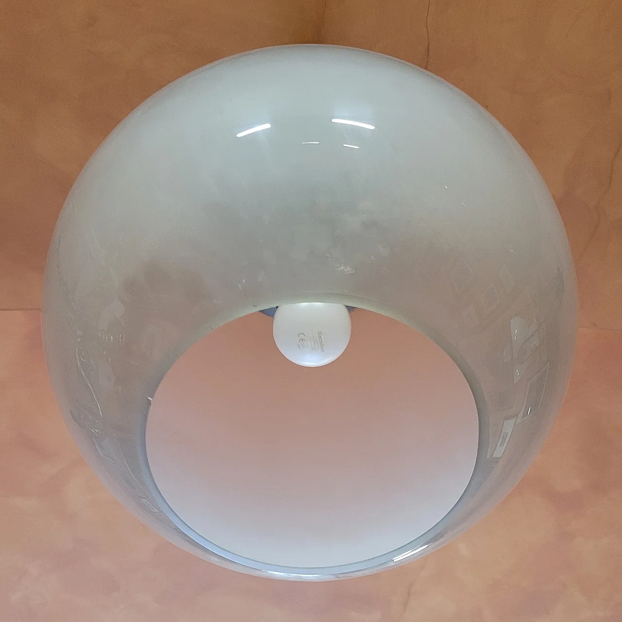 Pendant lamp mod. LS10 Boccia in metal and satin glass, 70s 15