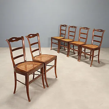 6 Sedie in noce, metà '800