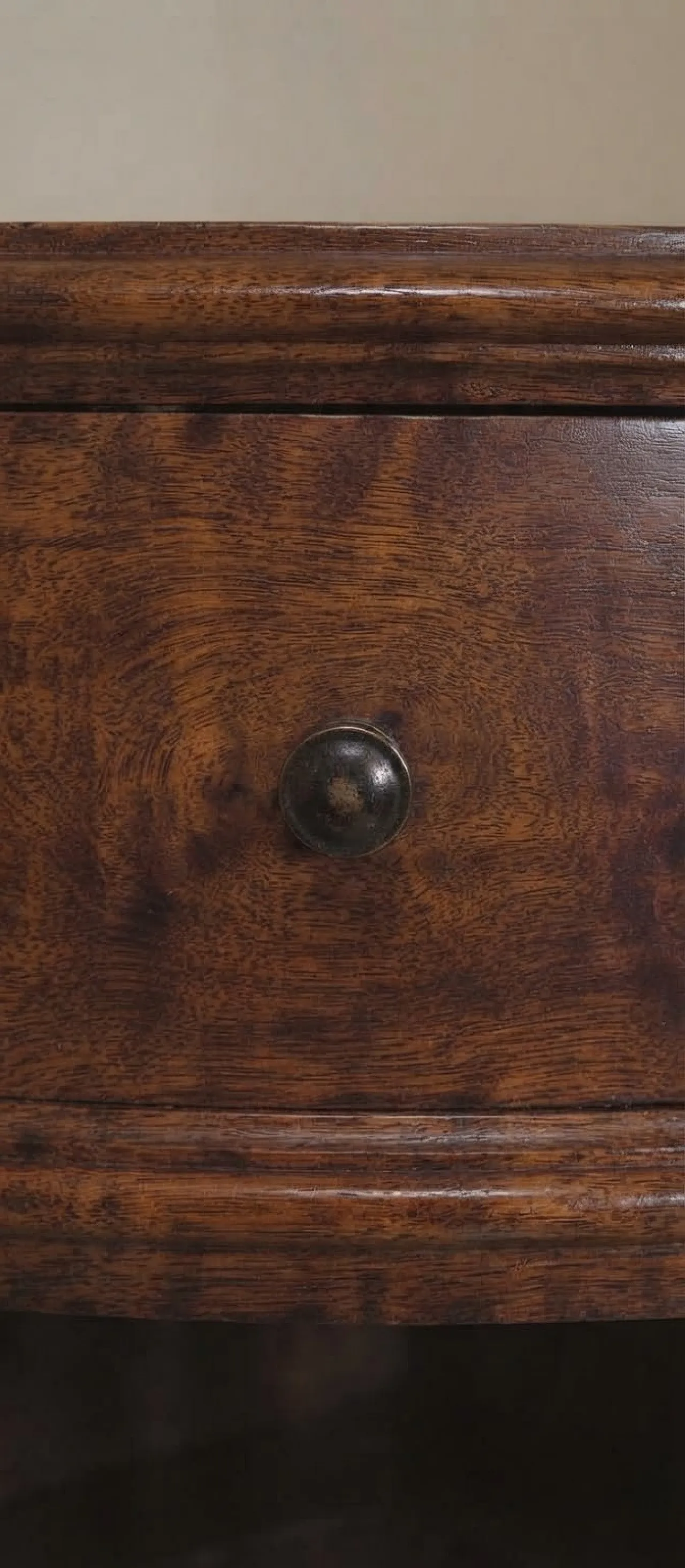 Corner walnut burl cabinet with carved pediment, 19th century 5